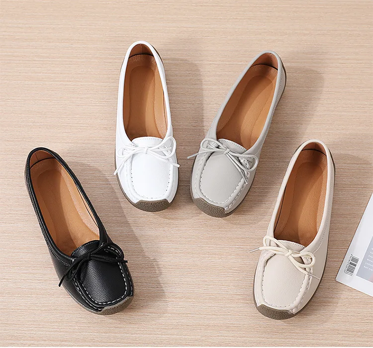 Spring /Autumn Woman Leather Sneakers Casual Walking Footwear Shoes Women Loafers Breathable Flats Shoes Mother Shoes