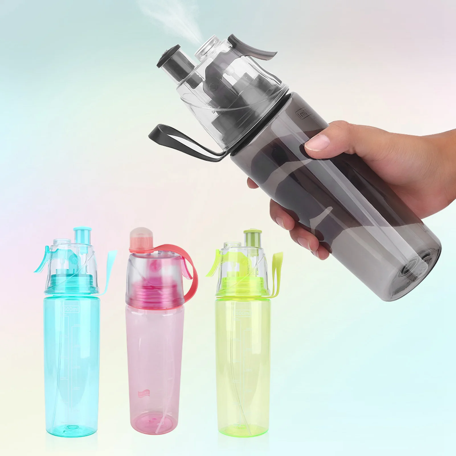 600ML Portable Clear Plastic Spray Head Anti Leak Water Bottle Sports School Cycling Plastic Water Bottle Portable
