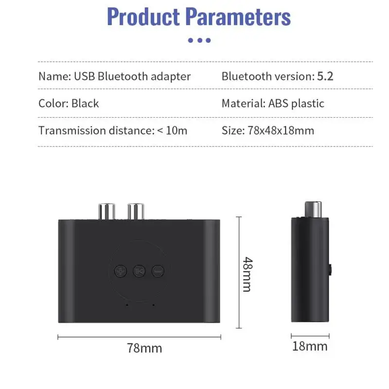 블루투스 5.3 수신기 송신기 스테레오 무선 어댑터 장거리 U 디스크 RCA 3.5mm AUX 잭 (자동차, 가정, TV 음악 재생용)