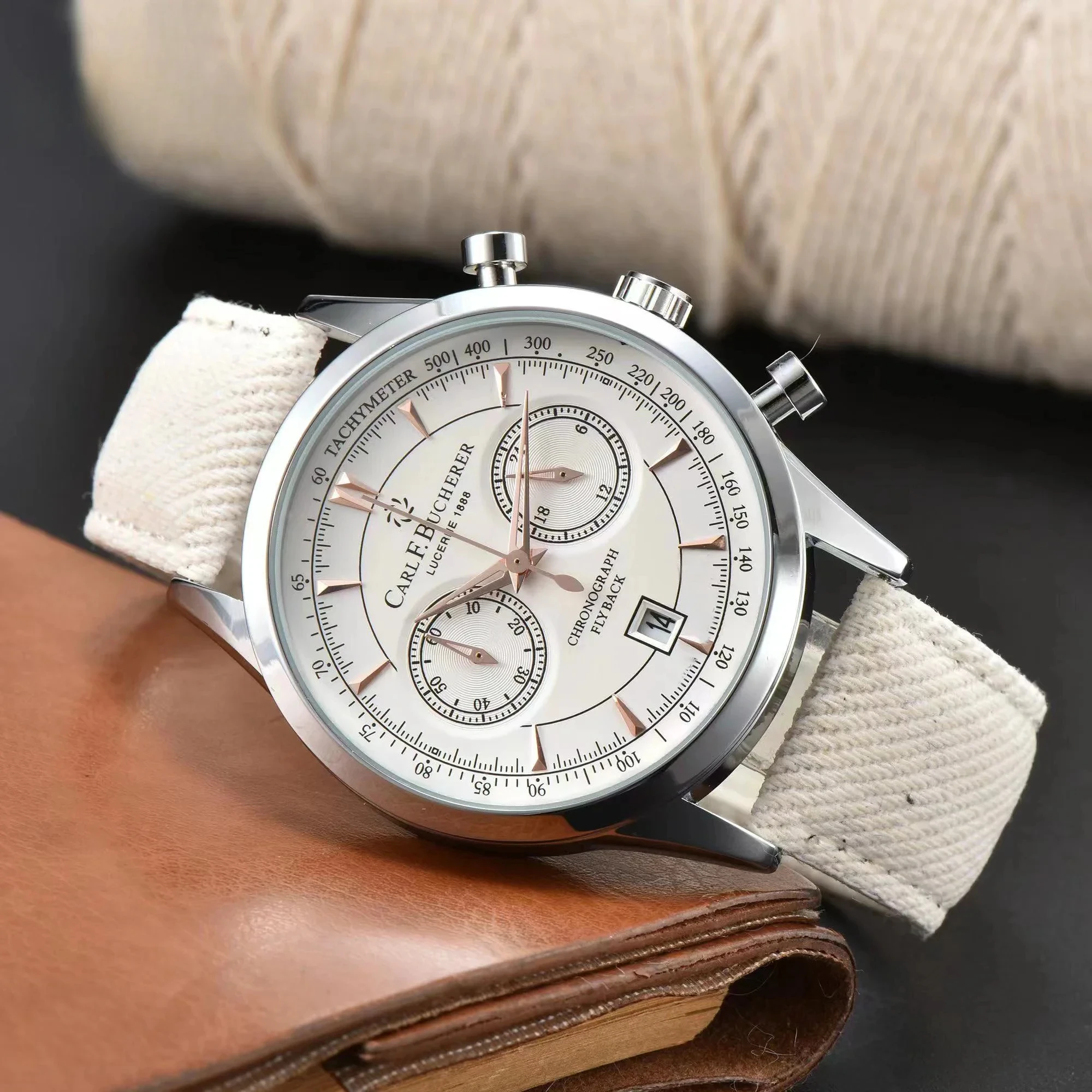 2024 남성용 패션 시계, 칼 F. Bucherer 남성용 럭셔리 브랜드 쿼츠 시계, 비즈니스 캐주얼 방수 선물 시계, 무료 배송