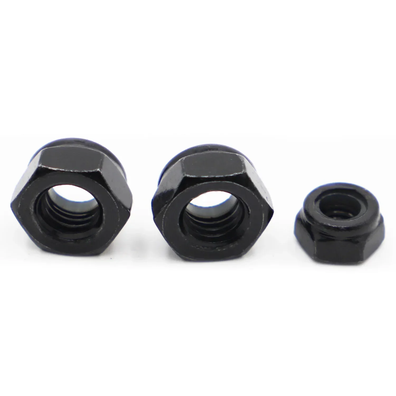 Black Carbon Steel Nylon Self-locking Hex Nuts DIN985 M2 M2.5 M3 M4 M5 M6 M8 M10 M12 M16 hexagon nuts,nylon lock nut,carbon steel nuts,locking nuts