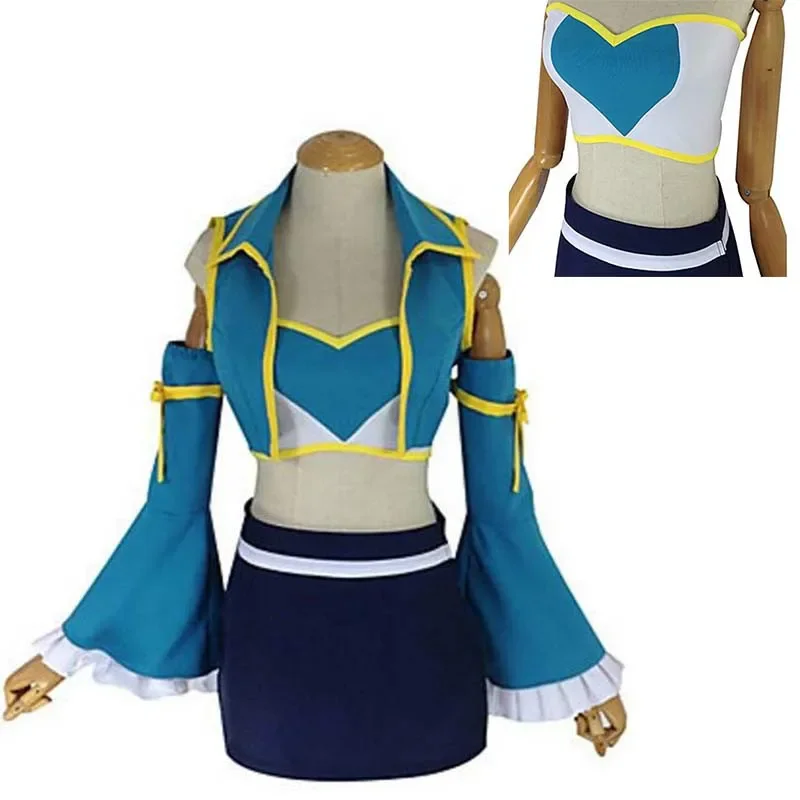 

New Lucy Heartfilia Fairy Tail 7 Years Later Cosplay Costume Lolita Girls School Uniform Sailor Skirt Suit Party Dress Costume
