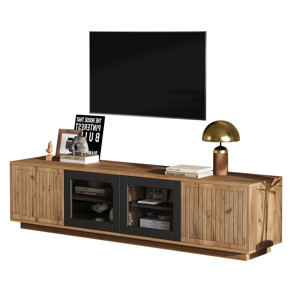180 x 40 x 45 cm moderner TV-Schrank, Lowboard-Wohnzimmerschrank, für Fernseher bis zu 75 Zoll, TV-Ständer mit 2 Schränken und LED-Lichtleiste – Detail 25