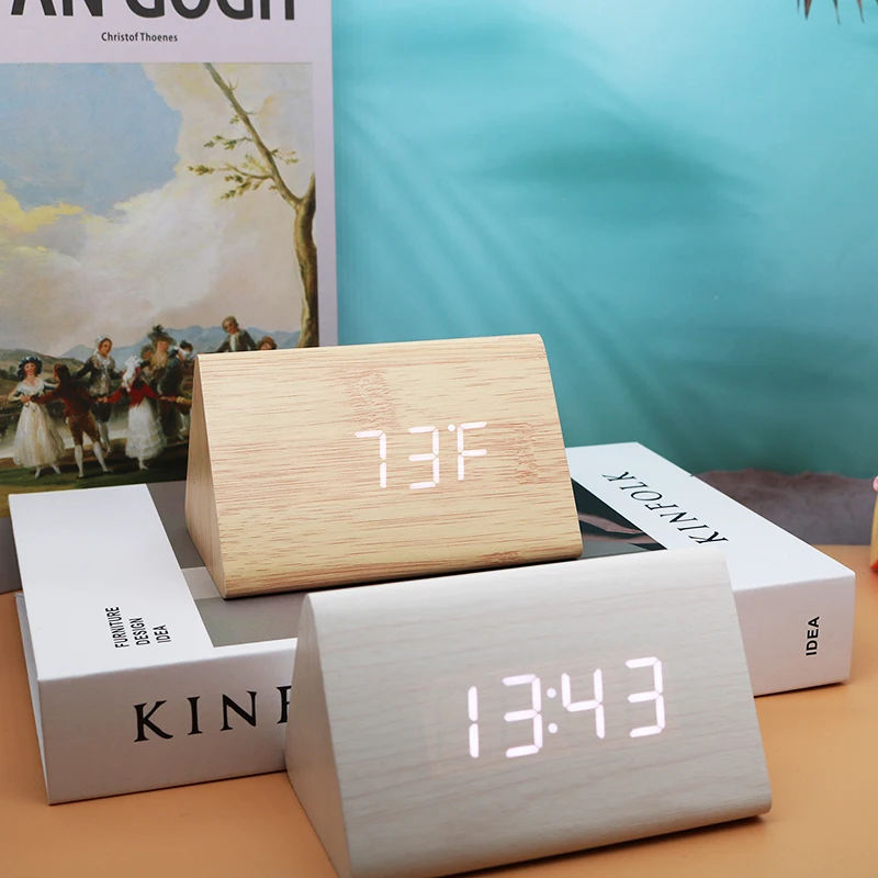 Description Picture 6 of itemWooden Digital Alarm Clock Time Date Temperature Display Desk Clocks for Bedroom Living Room Bedside Office NIDITON