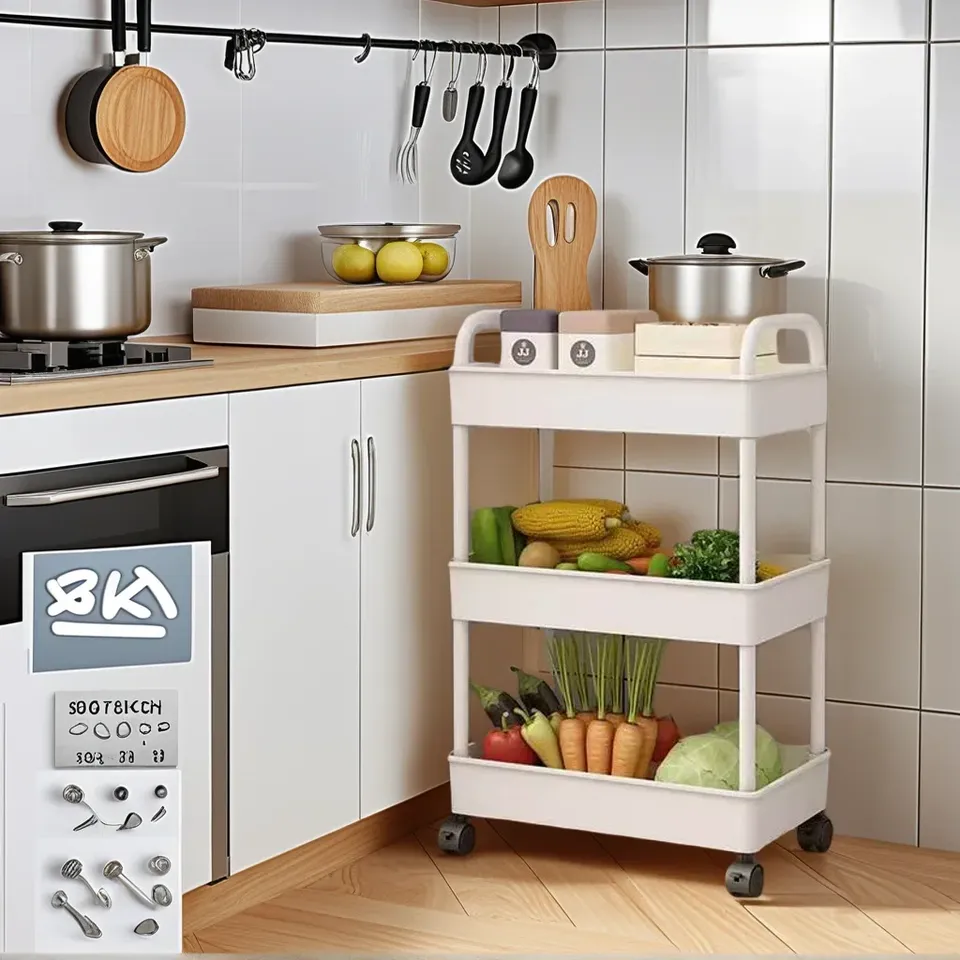 Support de chariot multicouche, cuisine, sol, chambre à coucher, salle de bain Mobile, support de rangement pour salle de bain
