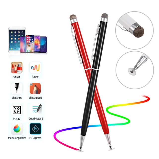 GUUGEI Universal 2 Dalam 1 Stylus Pen Untuk Telefon Pintar Tablet Pensil Kapasitif Lukisan Nipis Tebal Pensel Sentuh Skrin Mudah Alih Android 2