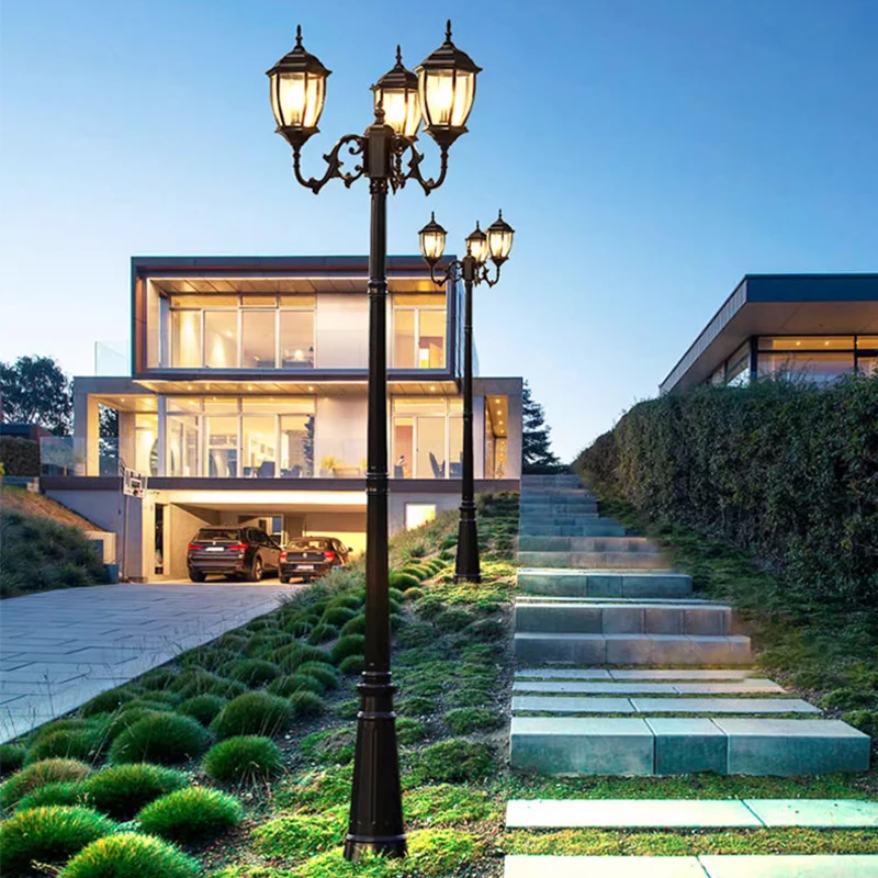 Waterproof high LED retro outdoor landscape courtyard 3m European style outdoor lawn lamp villa household garden street lighting 2