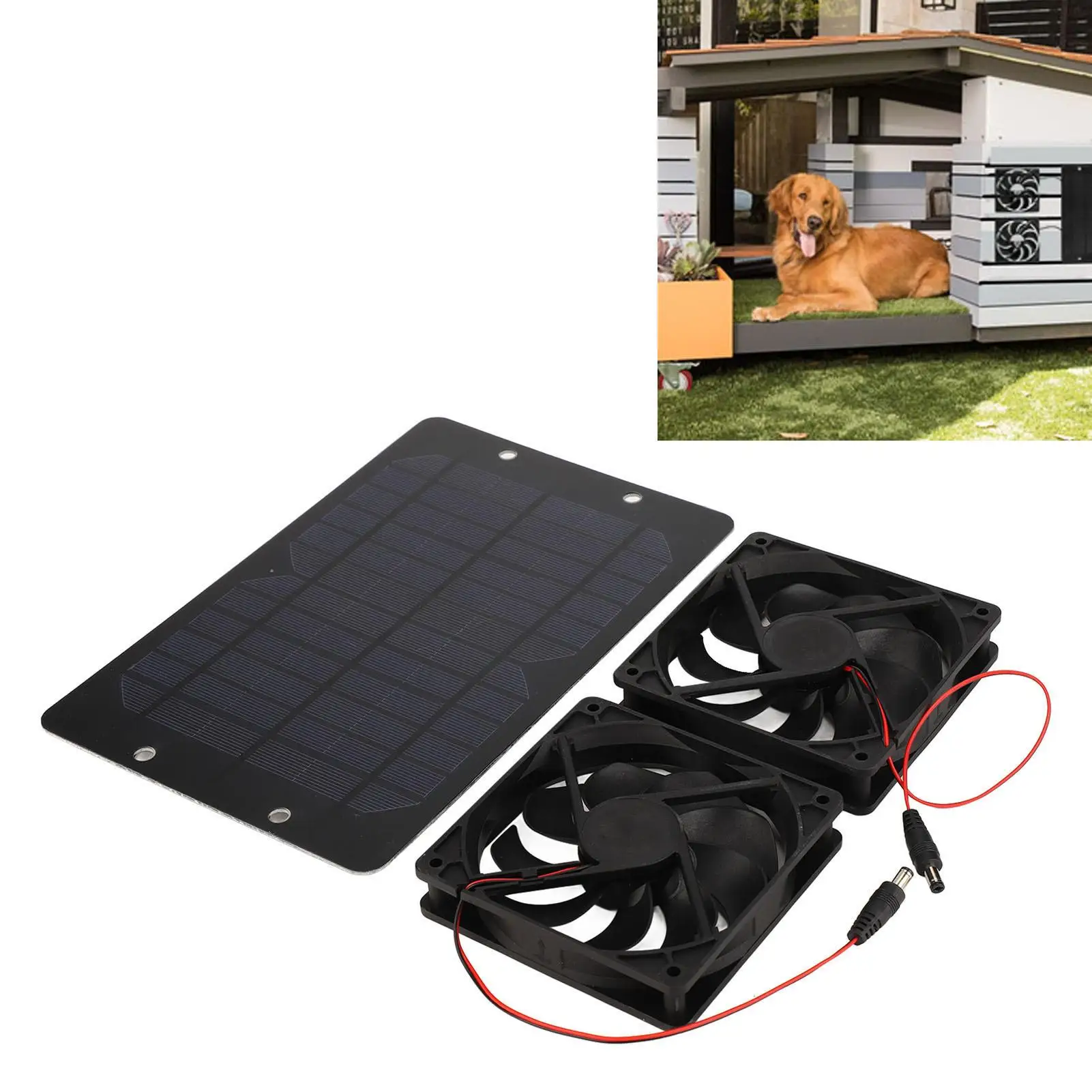 10W 12V 2A Portable Solar Panel Dual Fan for chicken House Greenhouse RV Car-Outdoor Exhaust Fan