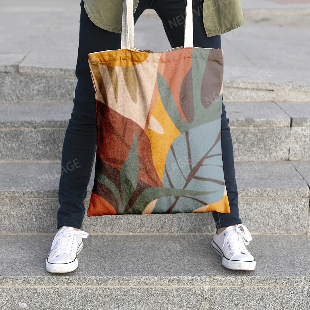 Canvas shoulder bag organization storage Handbags cosmetics travel Women's bag Shopping Fabric pouch nordic boho Customizable 6