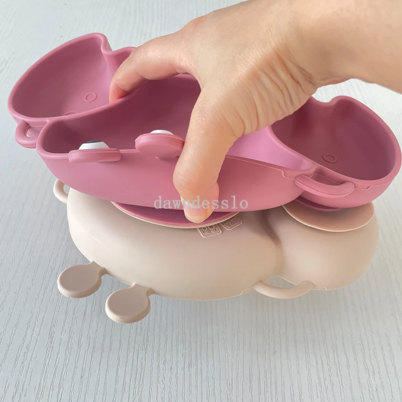 Baby safe silicone dining plate solid cute crab children dishes suction toddler training tableware kids feeding bowls silicone dining plate silicone feeding bowl baby food bowl
