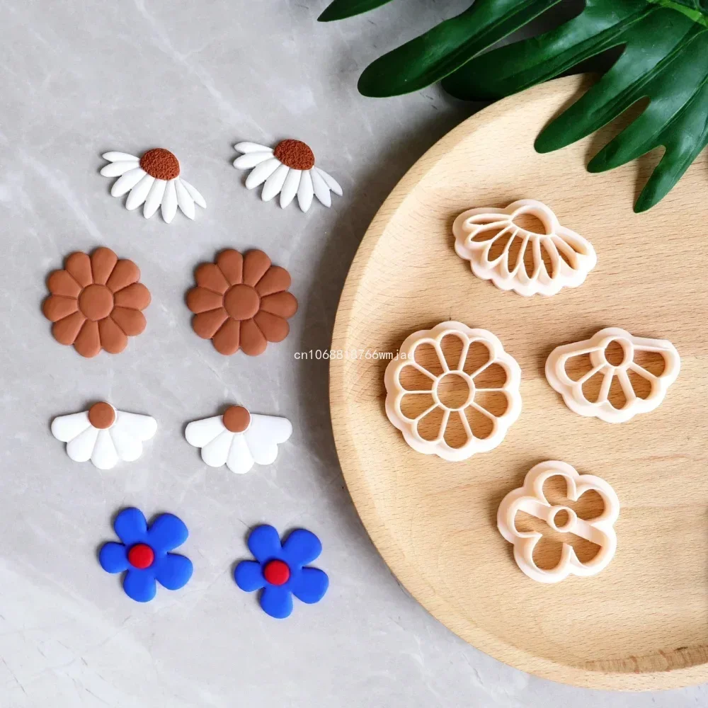 Daisy Sunflower Shape Polymer Clay Cutters Flowers Floral Pattern Clay Earring Embossing Molds DIY Jewelry Pendant Making Tool