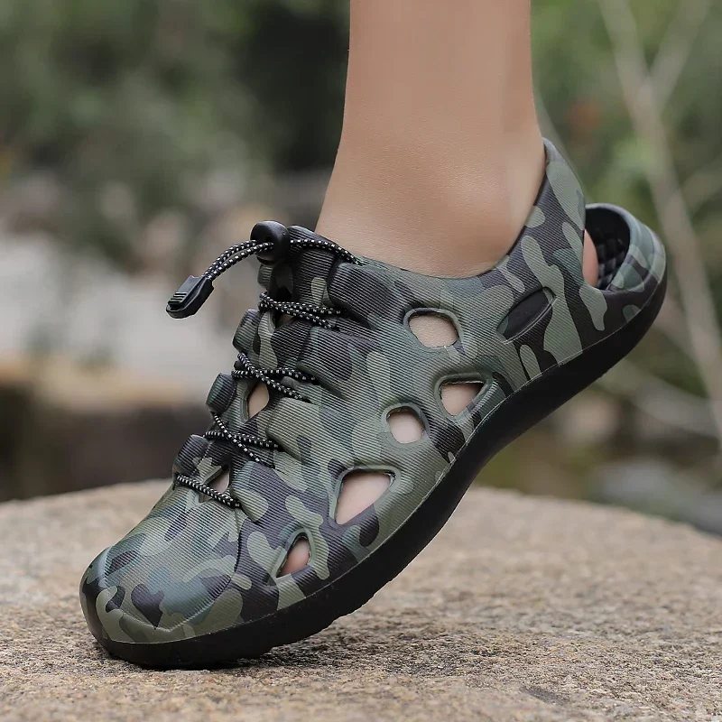 New Fishing Sandals Men Summer Outdoor Sport Beach Hole Shoes Men's Anti-skid Wear-resistant Fishing Shoes camouflage Slippers 5