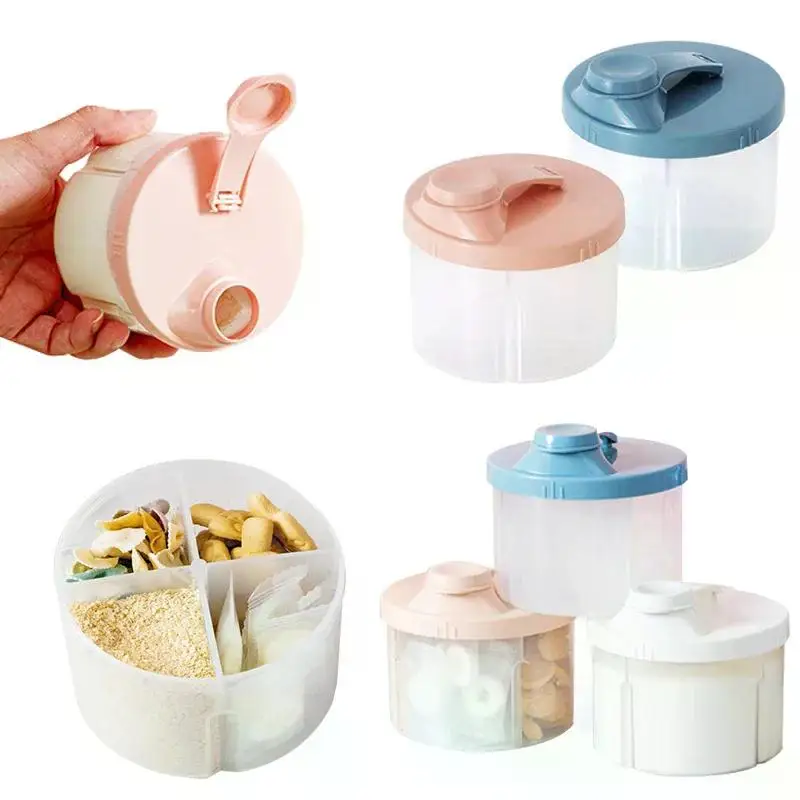 4 Grid Portable Baby Food Storage Box Cereal Infant Milk Powder Toddler Kids Snacks Container
