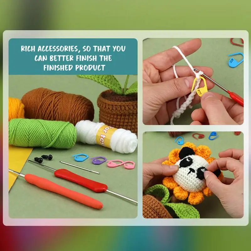 Wobbles Crochet Kit Beginner Crochet Kit With Easy Peasy Yarn Knitting Kit  Woobles Crochet Kit DIY With Easy Peasy Yarn Animal - AliExpress
