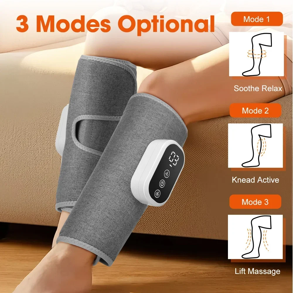 Electric Air Pressure Leg Massager 3 Levels of Hot Compress Portable Massager for Squeeze Deep Relaxation Calf Leg Muscle