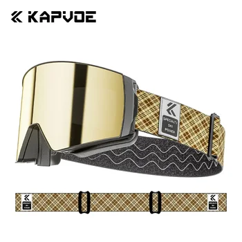 KAPVOE Winter Professional Men Women Ski Goggles Set Magnetic Quick-Change Double Layers Anti-Fog Snowboard Goggles Adults 1
