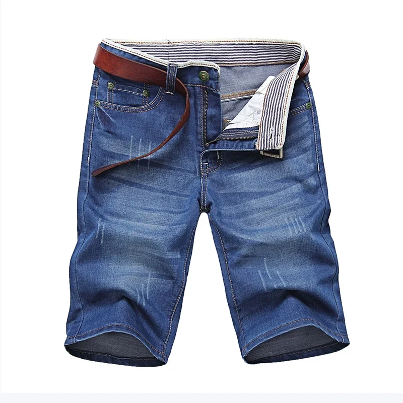 Summer Thin Denim Shorts For Men Good Quality Shorts Jeans Men Cotton Solid Straight Jeans Shorts Male Blue Casual Jeans Size 40 2