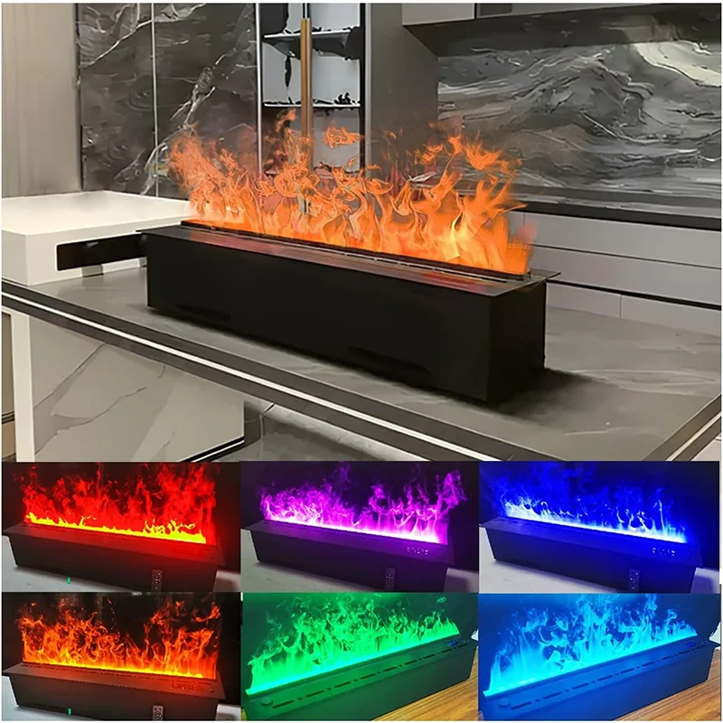 3D Steam Electric Fireplace for Living Room Smart Simulated Flame Atomization App Controlled Fireplace TV Cabinet