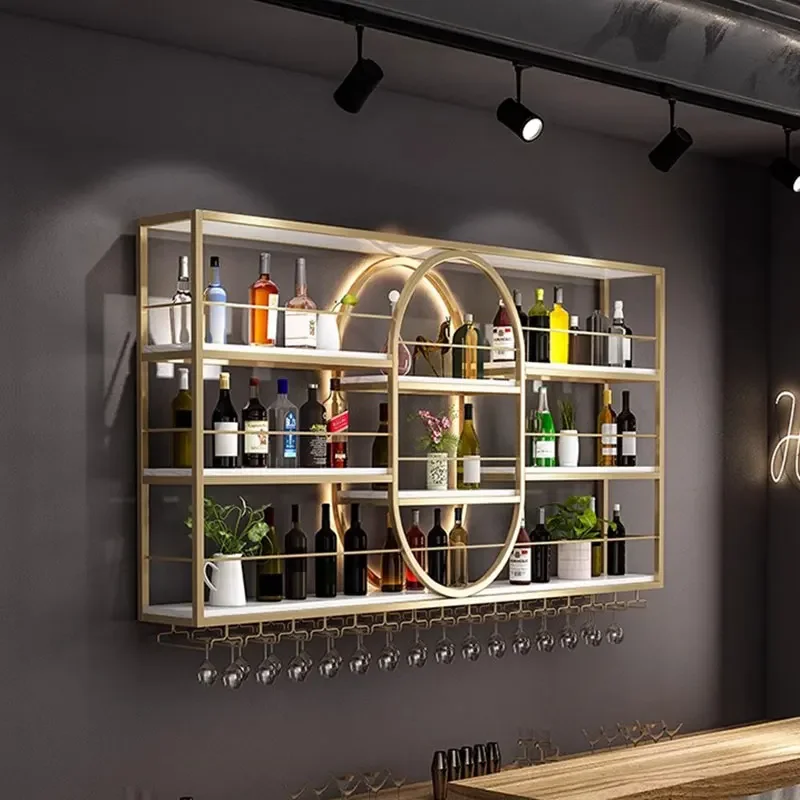 

Gold Luxury Wine Holder Modern Bar Storage Man Display Wall Wine Rack Bottle Craft Living Room Shelf Gabinete Trendy Furniture