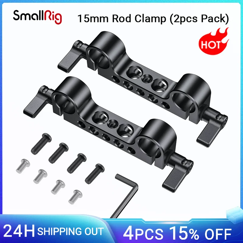 SmallRig Lightweight 15mm Railblock Rod Clamp w 1/4"-20 Thread for Sony and Other 15mm DSLR Camera Rig Shoulder Support 2Pc 2061