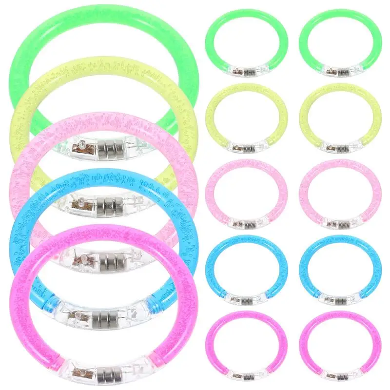 

20pcs Multi-Color Light Funny Glow Fluorescent Bracelets Cheering Glowing Bracelets Acrylic Flash Nightlight Party Bracelet