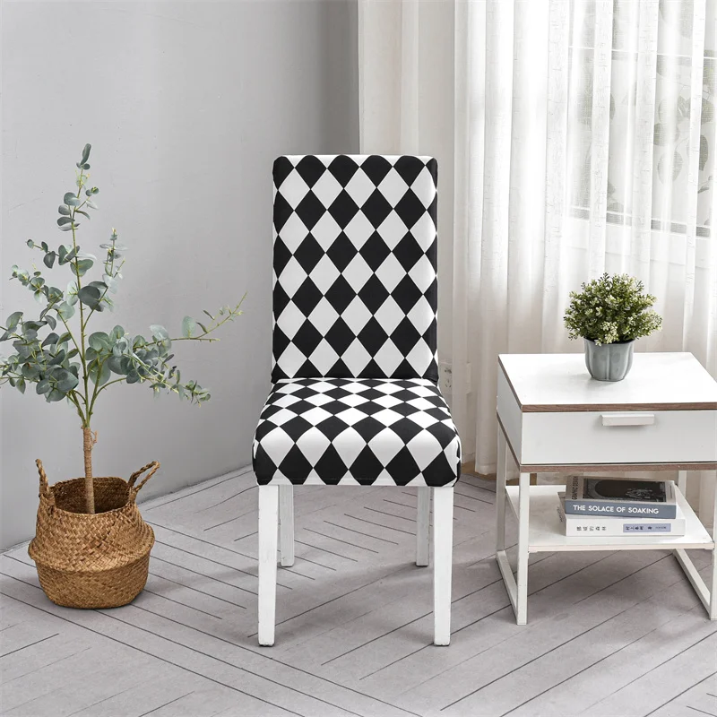 1PC Geometric Chair Cover for Dining Room Elastic Universal Seat Chair Covers Slipcovers for Kitchen Wedding Banquet Home Decor 6