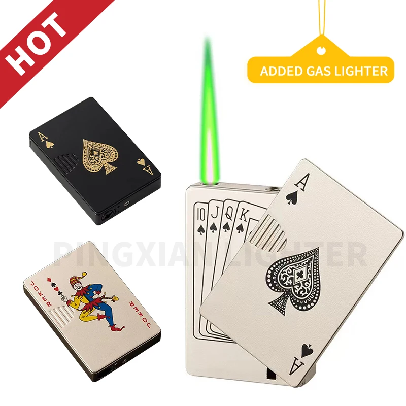 DropshippingMetalPlayingCardsLighterGreenFlamePokerLighter