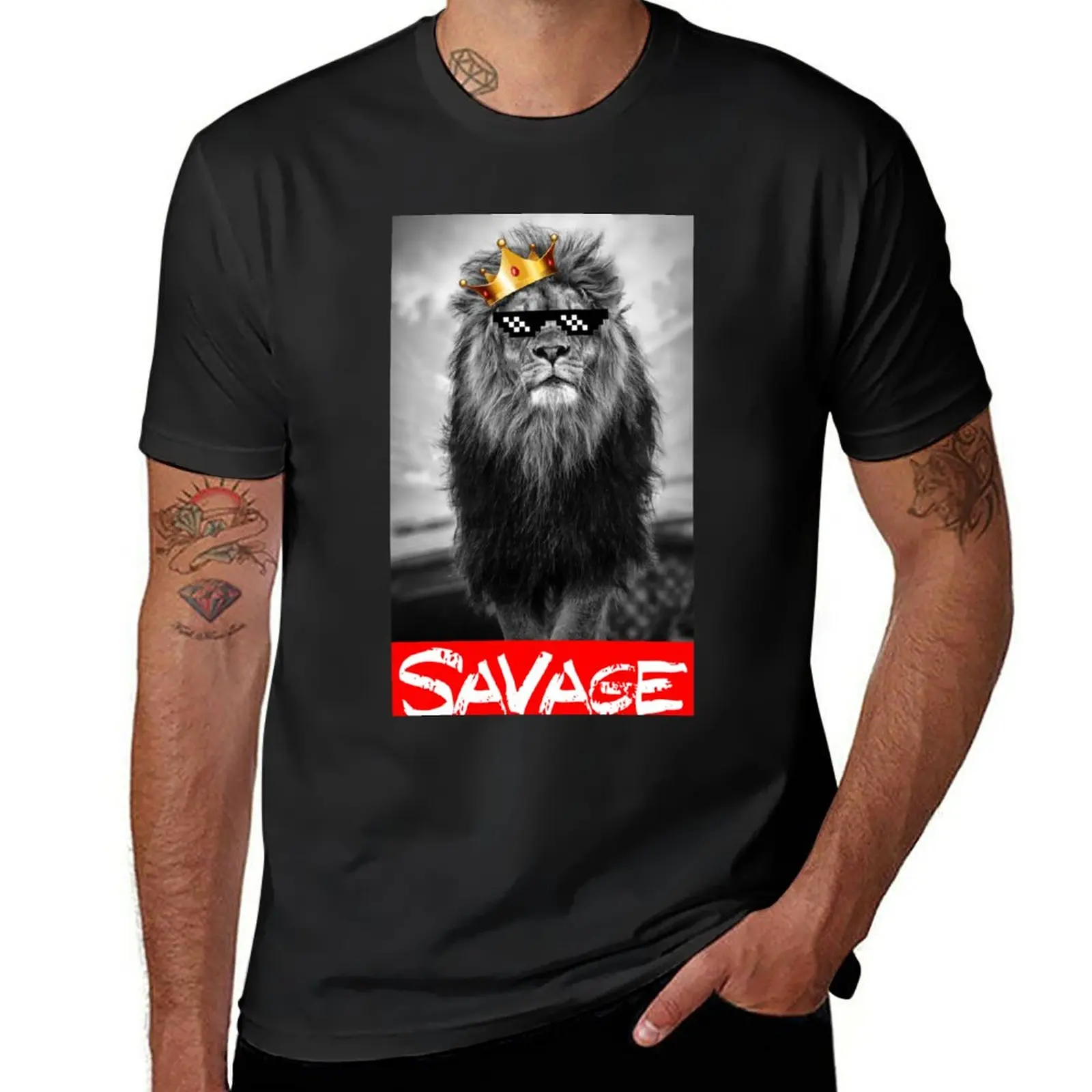 

Savage Lion T-Shirt anime clothes kawaii clothes mens graphic t-shirts