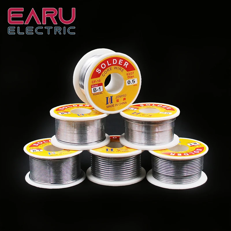 0.6/0.8/1/1.2/1.5/2MM 63/37 FLUX 2.0% 45FT Tin Lead Wire Melt Rosin Core Solder Soldering Wire Roll for Eletric Solder Iron 100g soldering wire soldering tin wire