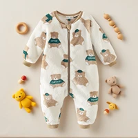 Sanlutoz Cute Bear Long Sleeve Toddler Jumpsuits Warm Zipper Winter Baby Rompers Clothing