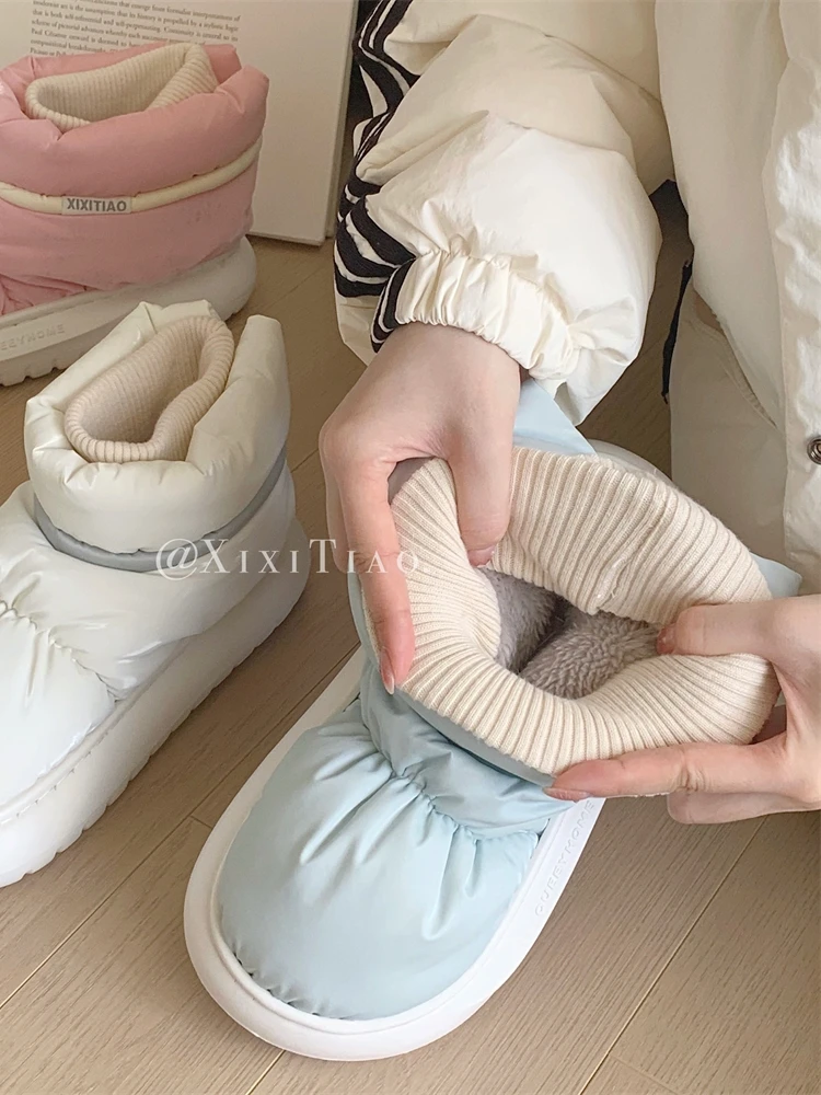 Women's Snow Boots Versatile Fashion Plush And Thick Insulation Waterproof Man Cotton Shoes Couple Winter Boots