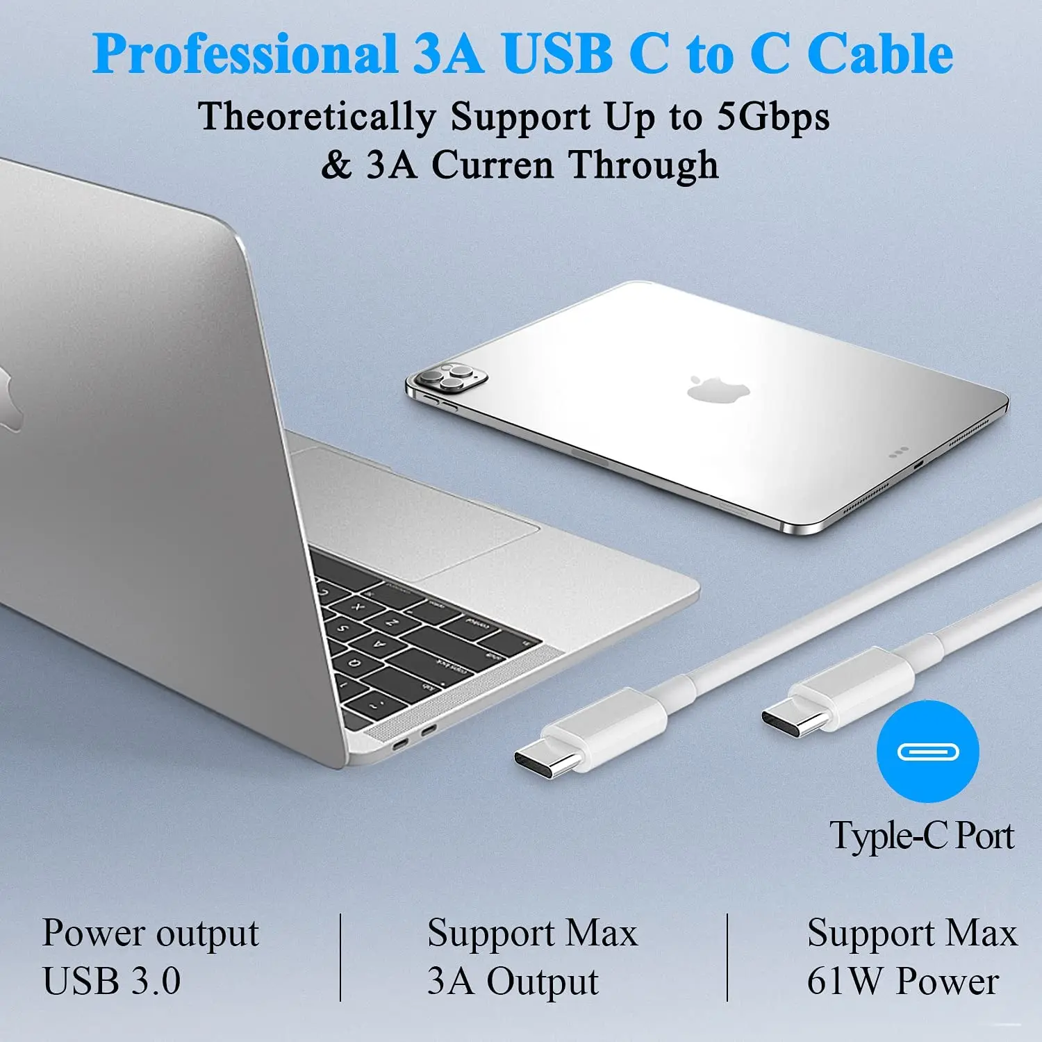 Chargeur USB-C 100W Pour Ordinateur Portable – Compatible MacBook Pro/Air, IPad Pro, Dell, HP, Lenovo, Asus