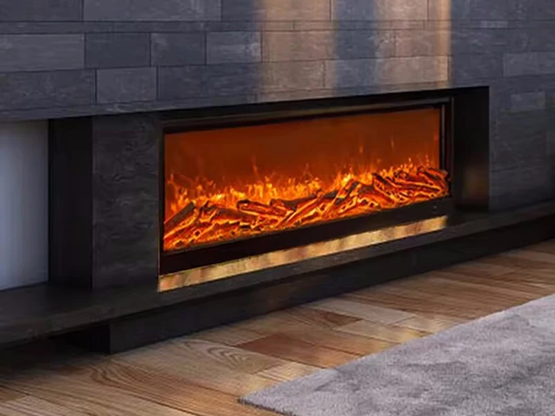 เตาผิงไฟฟ้าแบบติดผนังขนาด 1500 วัตต์ พกพาได้ ดีไซน์กระจกเต็มบาน สำหรับห้องนั่งเล่น พร้อมไฟ LED สร้างเปลวไฟในตัว 1