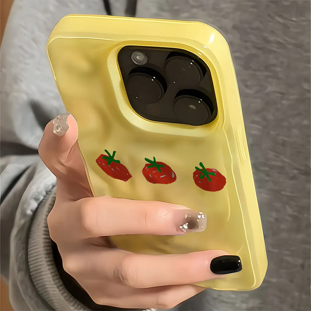 Charming Red Tomato Pattern Wave Texture Shockproof Soft Phone Case