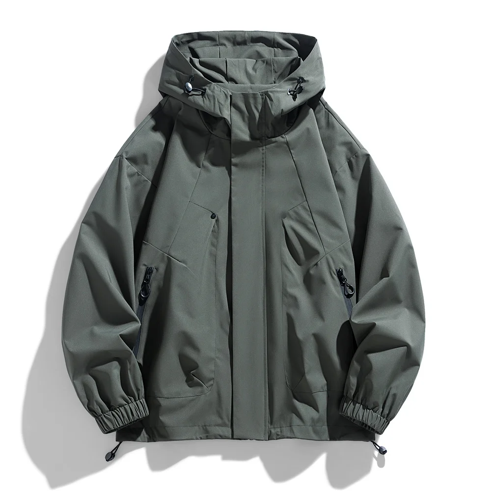 Windproof Waterproof Jacket - Plus Size Workwear Coat With Breathable Zipper Closure