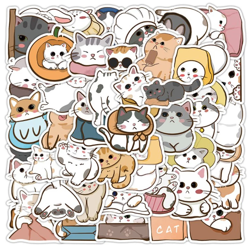 

60pcs Kawaii Cats Cute Cartoon Stickers Toys For For Kids Notebook Phone Laptop Luggage Guitar Bike DIY Decals Decoration