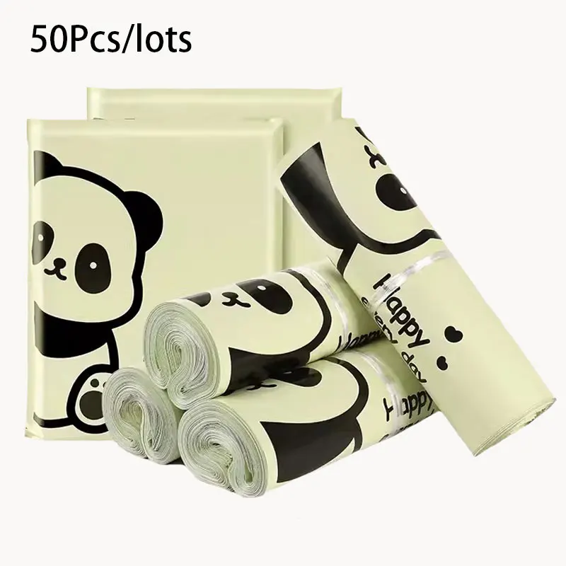 50Pcs Poly Envelopes Transport Packaging Bags Cartoon Panda Print Gifts Storage Pouch Self Seal Express Courier Bags for Clothes