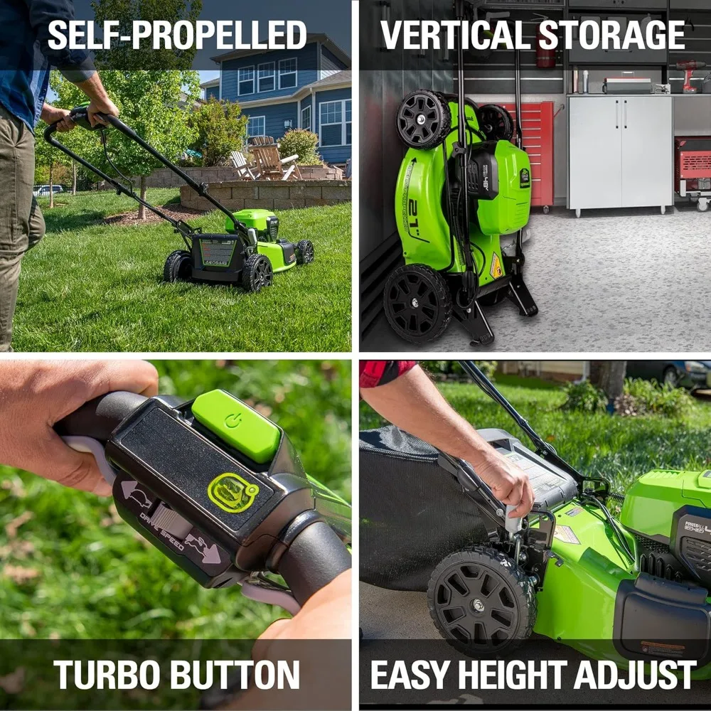 Lawn Mower,48V (2x24V) 21" Self-Propelled Mower Combo Kit W/Leaf Blower,Gas Lawn Mower