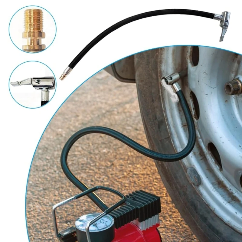 Car Tire Air Inflator Hose Inflatable Extension Tube Adapter 8inch/20cm