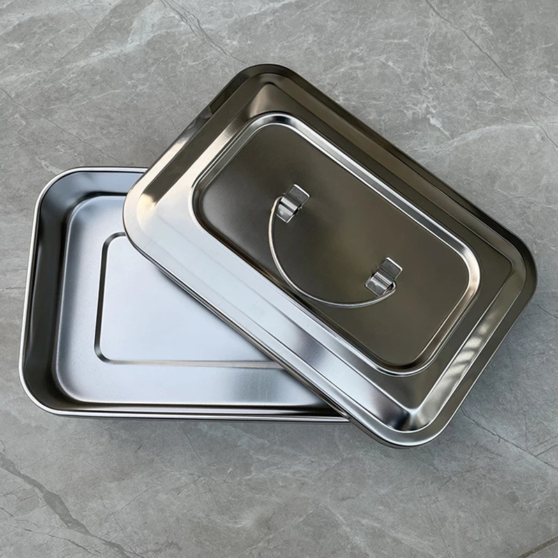 

1pc Dental Tray Surgical Nursing Lid Medical Equipment Steriliser Container For Dentist Storage Box Stainless Steel Instrument