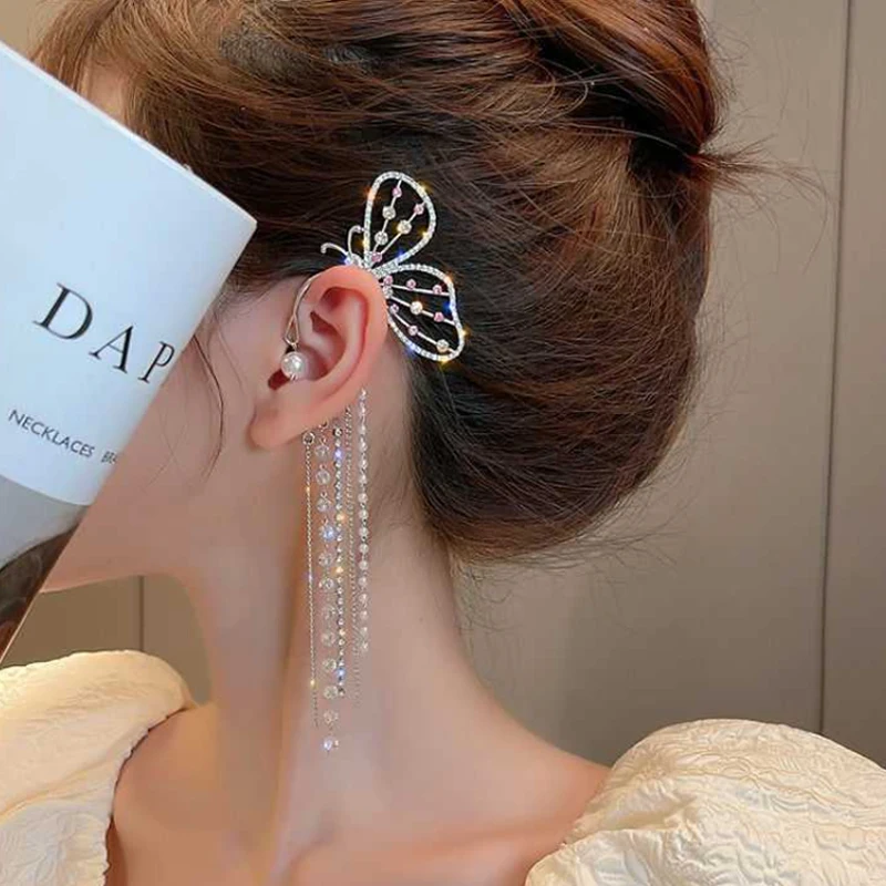 Ear Clip Earrings Snowflake Butterfly Clip for Women Girls Without Piercing Party Wedding Jewelry Gift