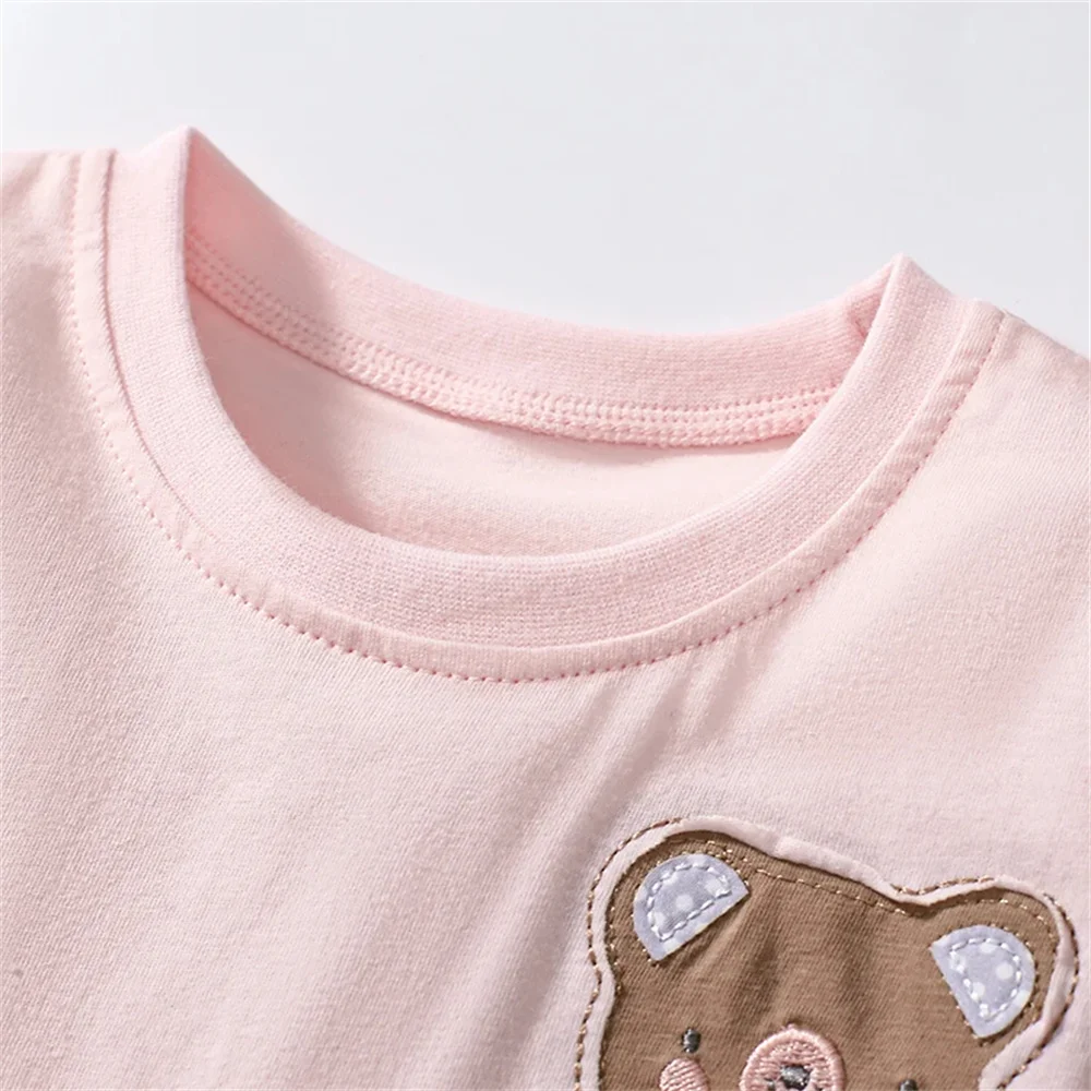 2025 New Summer Children 's Clothing for Kids Baby Girls Cotton Children Casual Clothes Cartoon Bear Dresses
