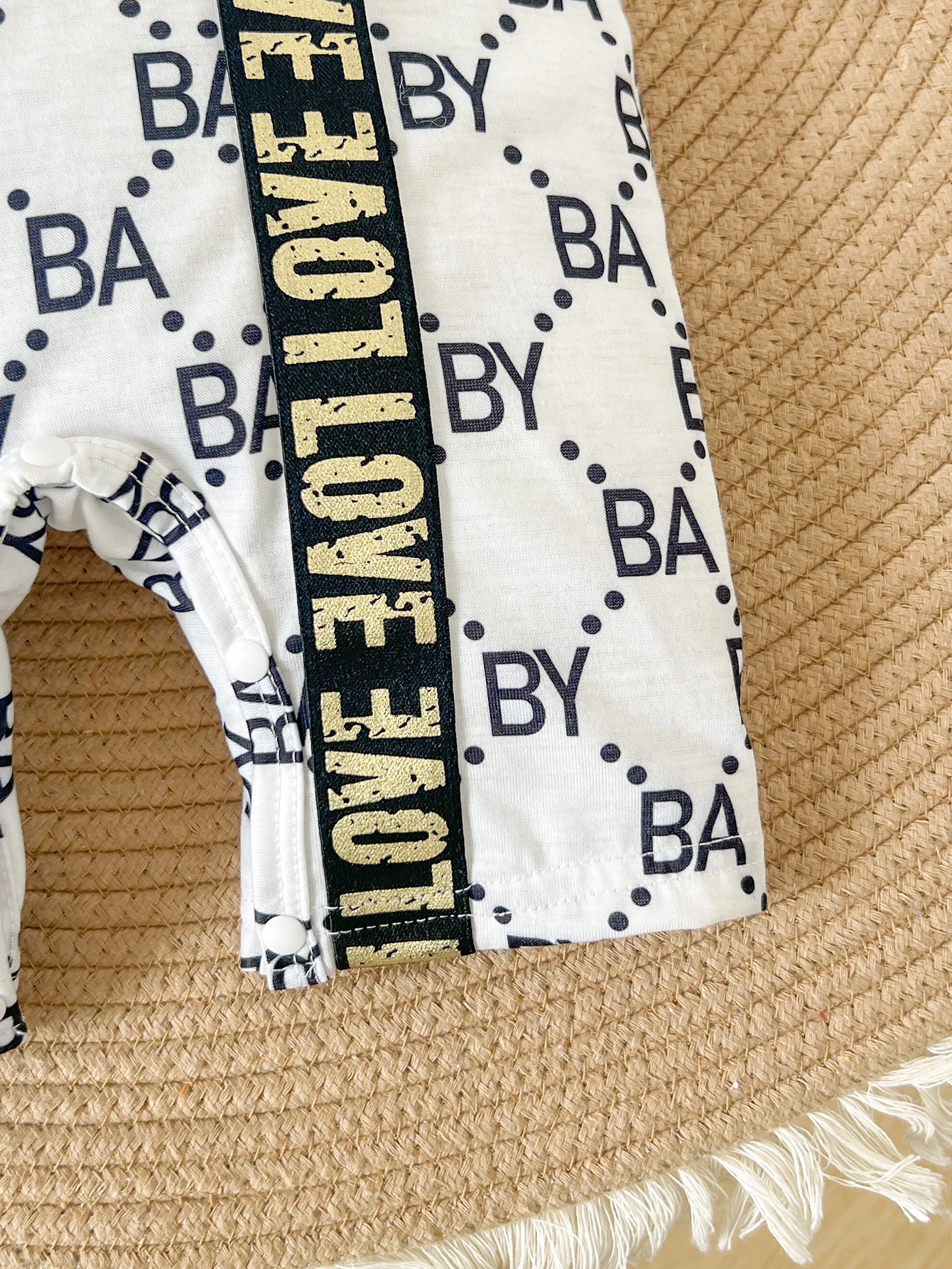 Fashion Summer Infant Baby Short Sleeve Romper Letter Print Jumpsuit With & Pocket for 0-2Y Newborn Boys Casual Set of Clothing 5