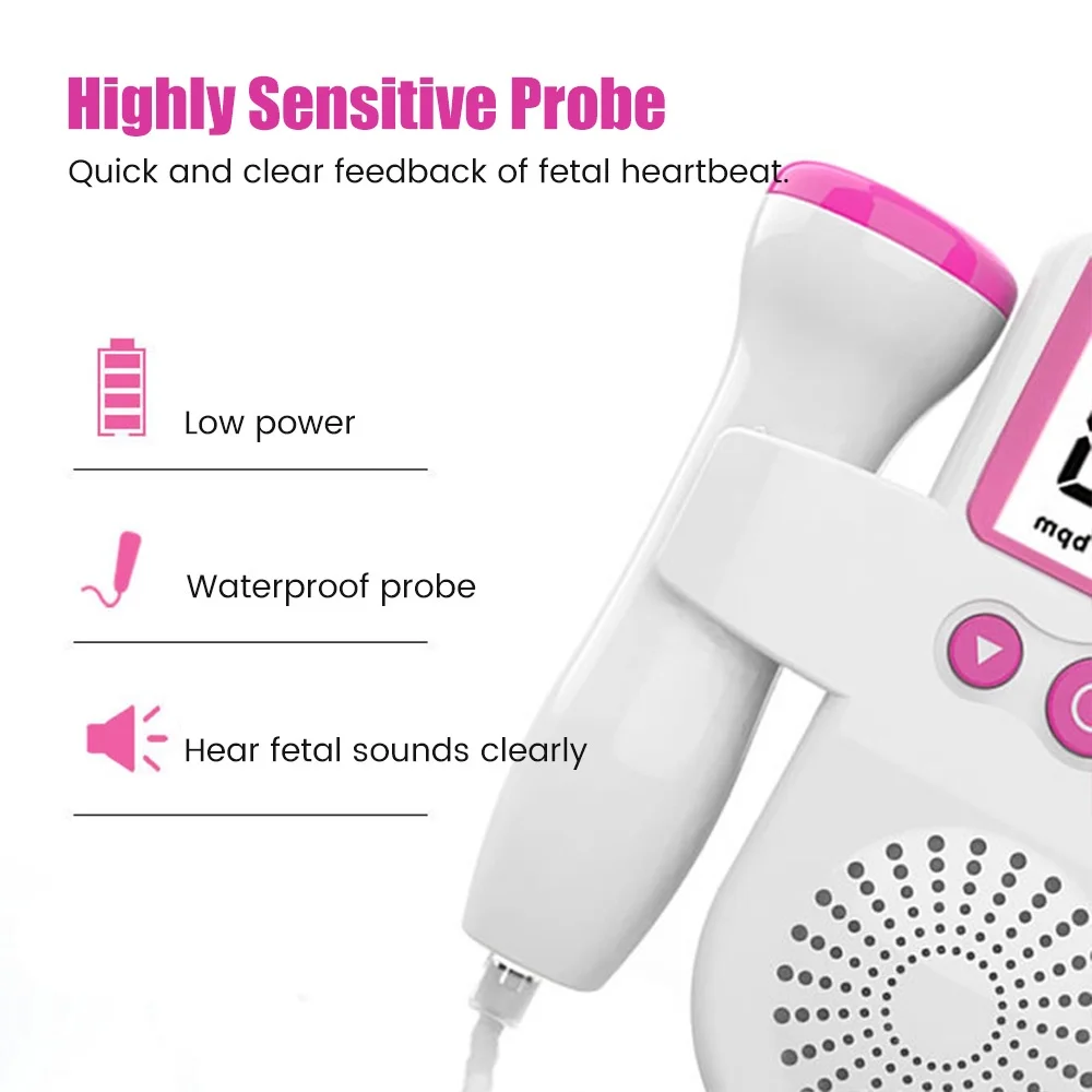 Portable Ultrasound Fetal Doppler Baby Heartbeat Monitor Pregnancy