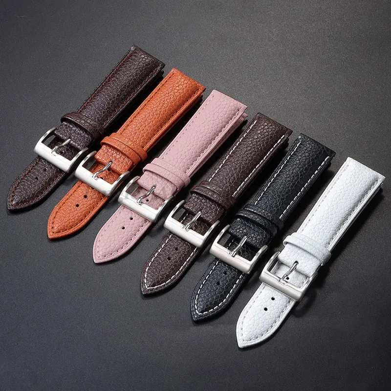 Premium Genuine Leather Litchi Pattern Watch Band – High-Quality Wristband