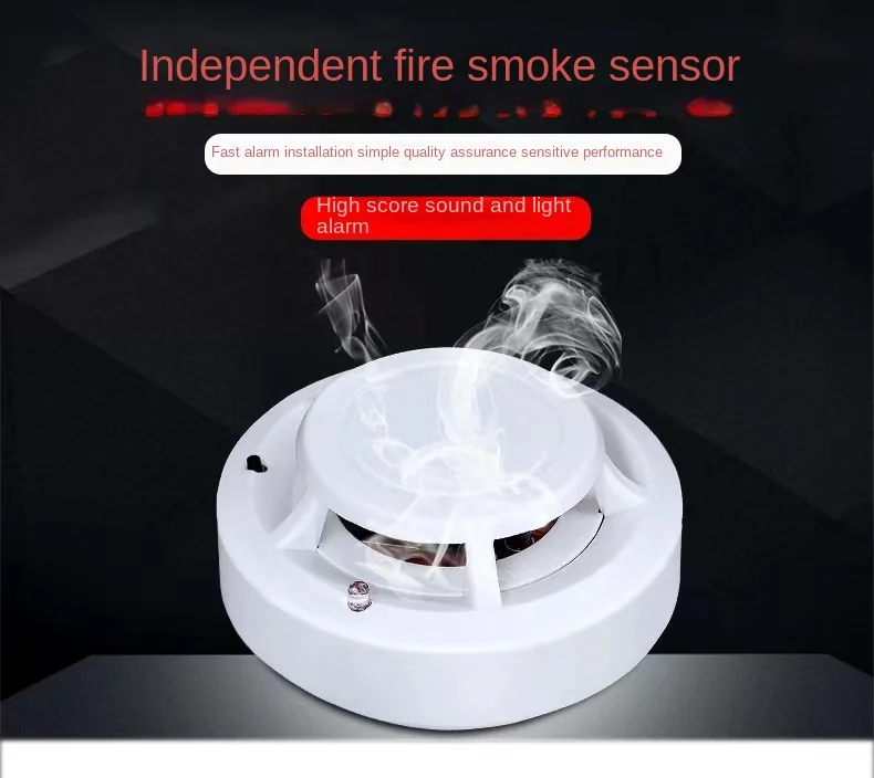 

1pc High Sensitive Stable Independent Alarm Smoke Detector Home Security Wireless Alarm Smoke Detector Sensor Fire Equipment