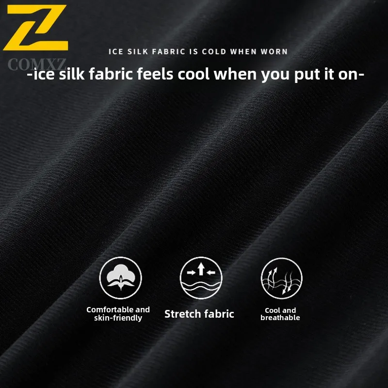 8xl Size Ice Silk Trousers Men's Spring Summer Fashion Drawstring Elastic Waist Straight Pants Casual Comfortable Jogging Pants 3