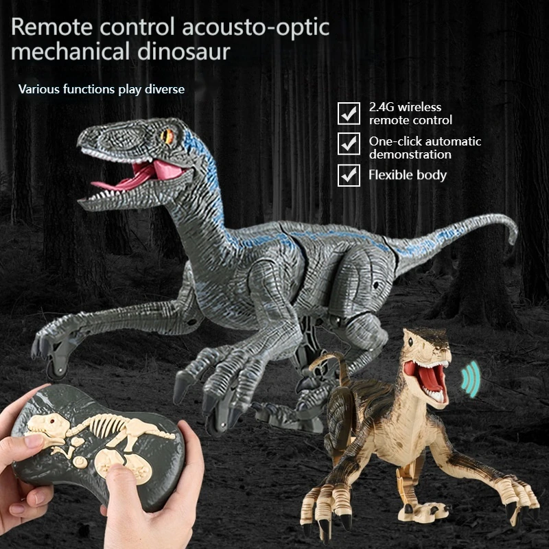 2.4g Wireless Five-Way Remote Control Raptor Electric Sound And Light Simulation Mechanical Dinosaur Model Children'S Toy Gift