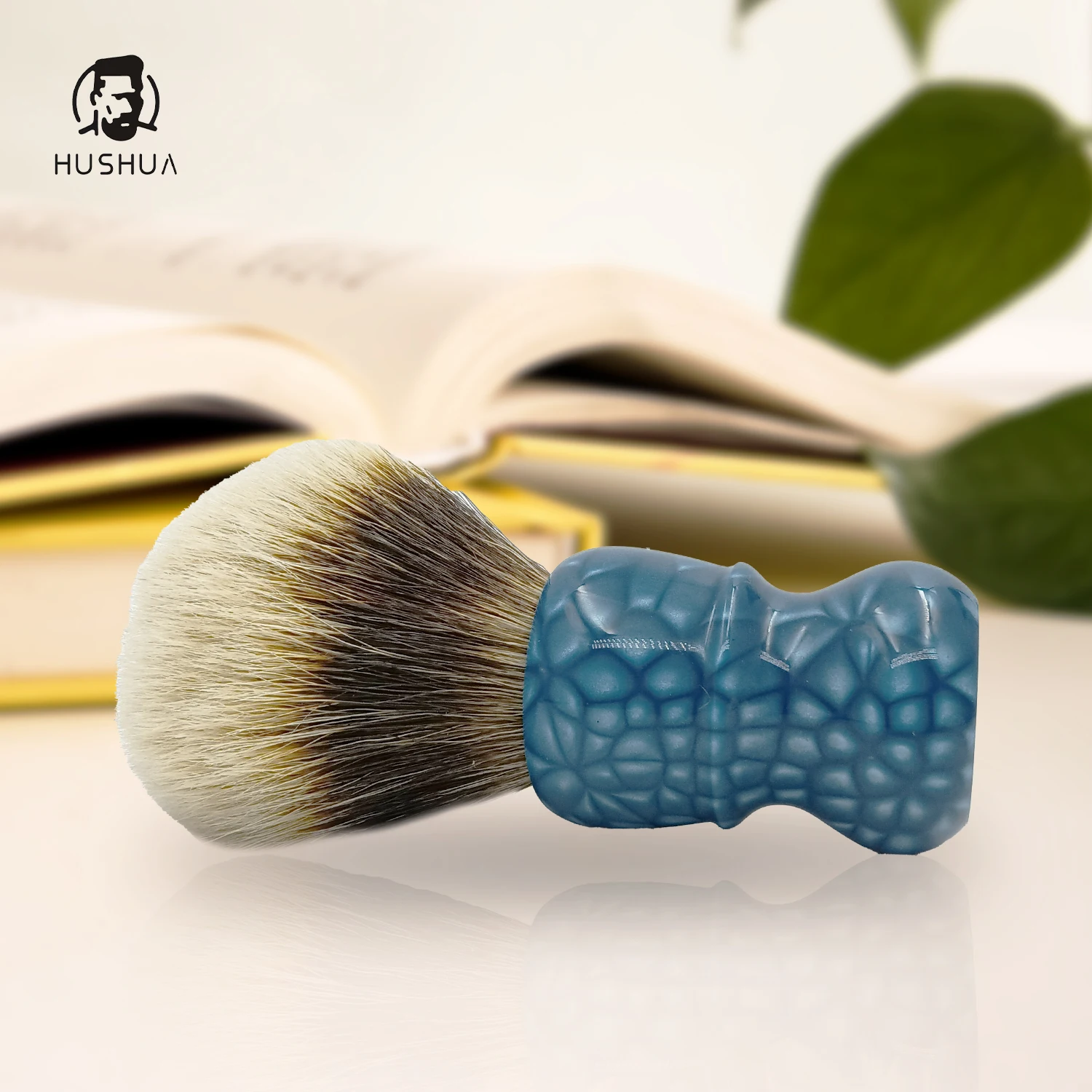 GDMG Sea Blue Dragon Scale Pattern Handmade Shaving Brush, Can Be Customized Service Logo Pattern And Size