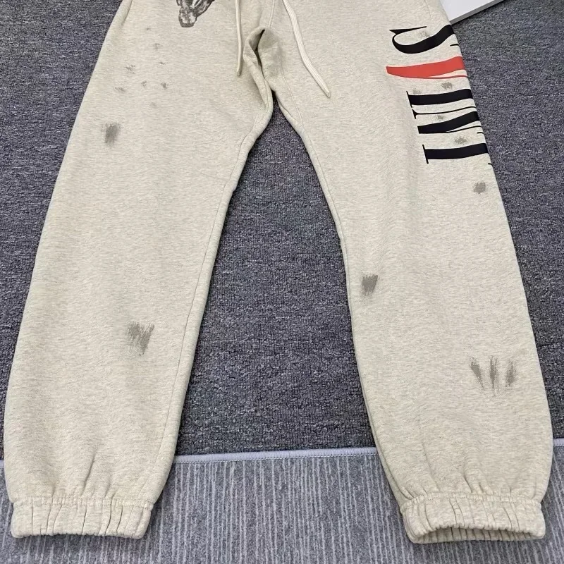 24ss Saint Michael Washed White Pants 1:1 Top Quality Oversized Drawstring Men Pants